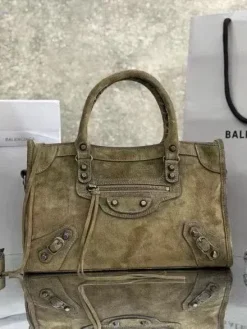 BALENCIAGA Shoulder Bags Suede (Khaki-Silver) 30X20X10CM E50202608100299