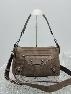 BALENCIAGA Shoulder Bags Suede Leather (Brown-Gray) 29X19X12CM F50202608100265