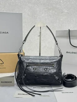 BALENCIAGA Shoulder Bags Waxed Calfskin (Black) 30X12X19CM F50202608100311