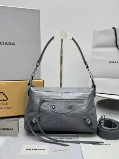 BALENCIAGA Shoulder Bags Waxed Calfskin (Gray) 29X12X19CM F50202608100308