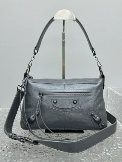 BALENCIAGA Shoulder Bags Waxed Leather (Gray) 29X19X12CM F50202608100318