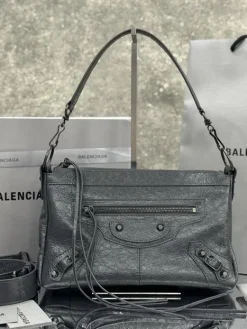 BALENCIAGA Shoulder Bags Waxed Leather (Gray) 29X19X12CM F50202608100319