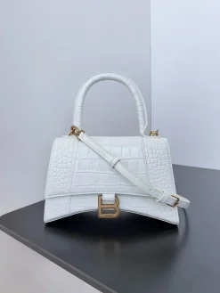 BALENCIAGA Top Handle Bags Calfskin Leather (White-Gold) 23X10X24CM D00202608100331