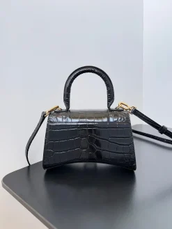 Alternative view of BALENCIAGA Top Handle Bags Crocodile Embossed Leather (Black-Gold) 19X13X8CM E00202608100132