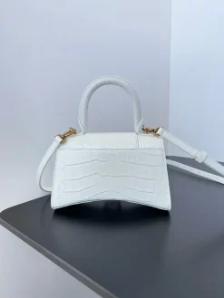 Alternative view of BALENCIAGA Top Handle Bags Crocodile Embossed Leather (White-Gold) 19X13X8CM D50202608100353