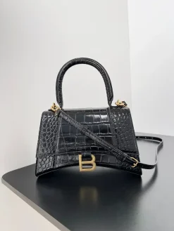 BALENCIAGA Top Handle Bags Embossed Calfskin (Black-Gold) 23X10X24CM D00202608100096