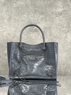 BALENCIAGA Totes Bags Waxed Calfskin (Gray) 26X10X20 CM E80202608100413