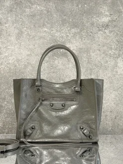 BALENCIAGA Totes Bags Waxed Calfskin (Gray) 26X10X20CM E80202608100414