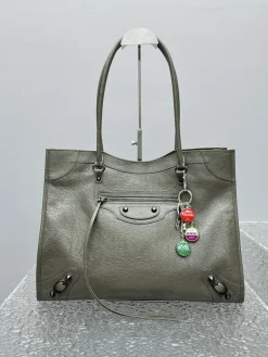 BALENCIAGA Totes Bags Waxed Leather (Gray-Multicolor) 38X10X29CM G00202608100418