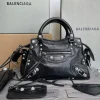 BALENCIAGA Trend Bags Waxed Leather (Black-Silver) 26X13X18CM F50202608100316