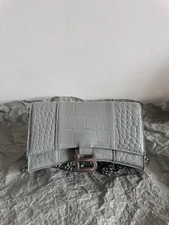 BALENCIAGA Wallet Bags Crocodile Embossed Leather (Grey-Silver) 19CM F00202608100128
