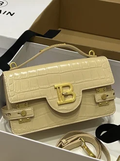 BALMAIN Shoulder Bags Calf Leather (Beige-Gold) 23X14X8CM H50202608100266