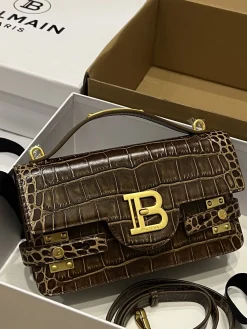 BALMAIN Shoulder Bags Calf Leather (Brown-Gold) 23X14X8CM H50202608100264