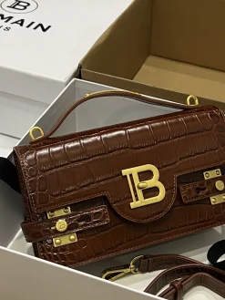 BALMAIN Shoulder Bags Calf Leather (Brown-Gold) 23X14X8CM H50202608100267