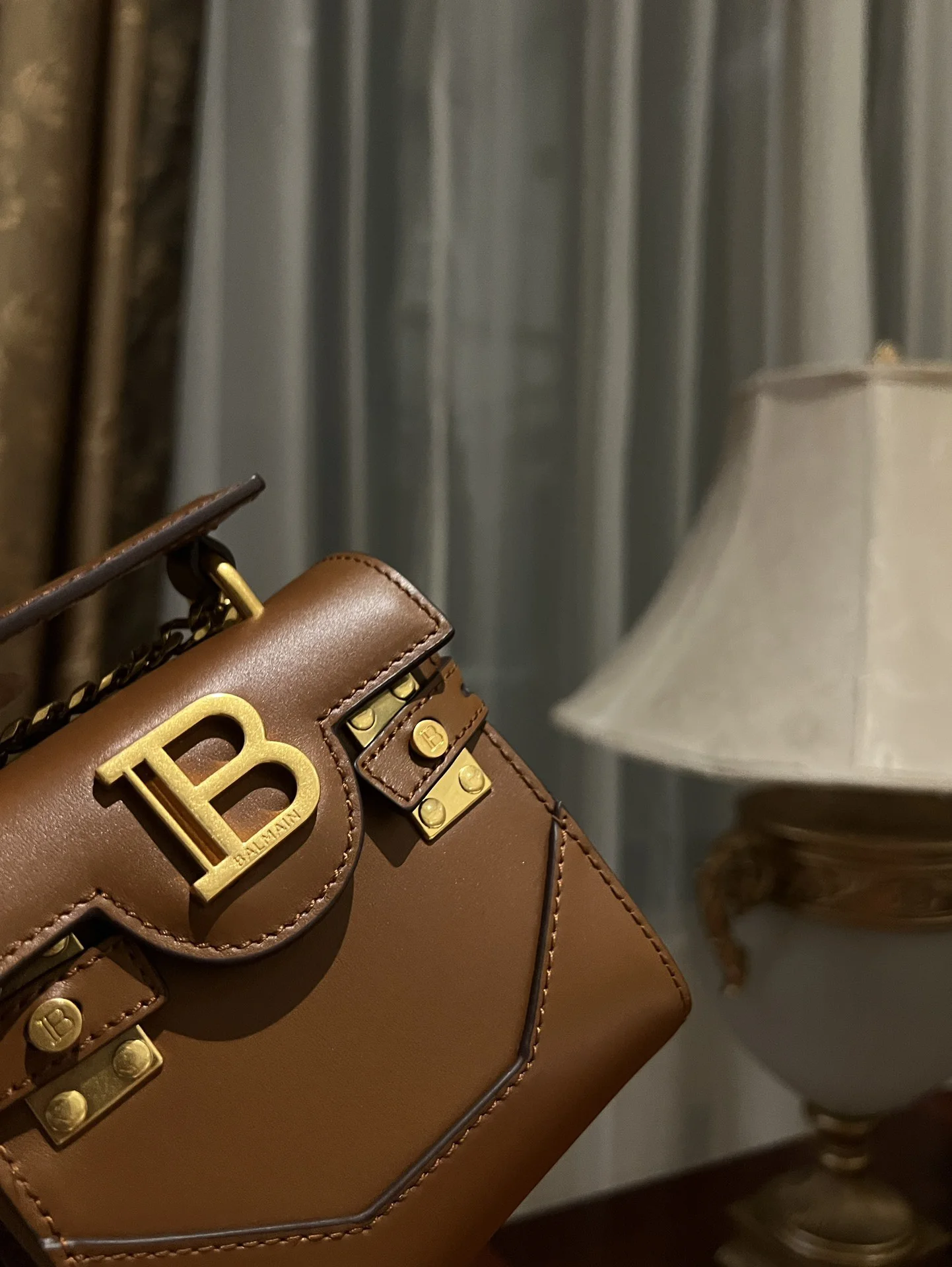 BALMAIN Shoulder Bags Calf Leather (Brown-Gold) One Size F20202608100274 - Image 5