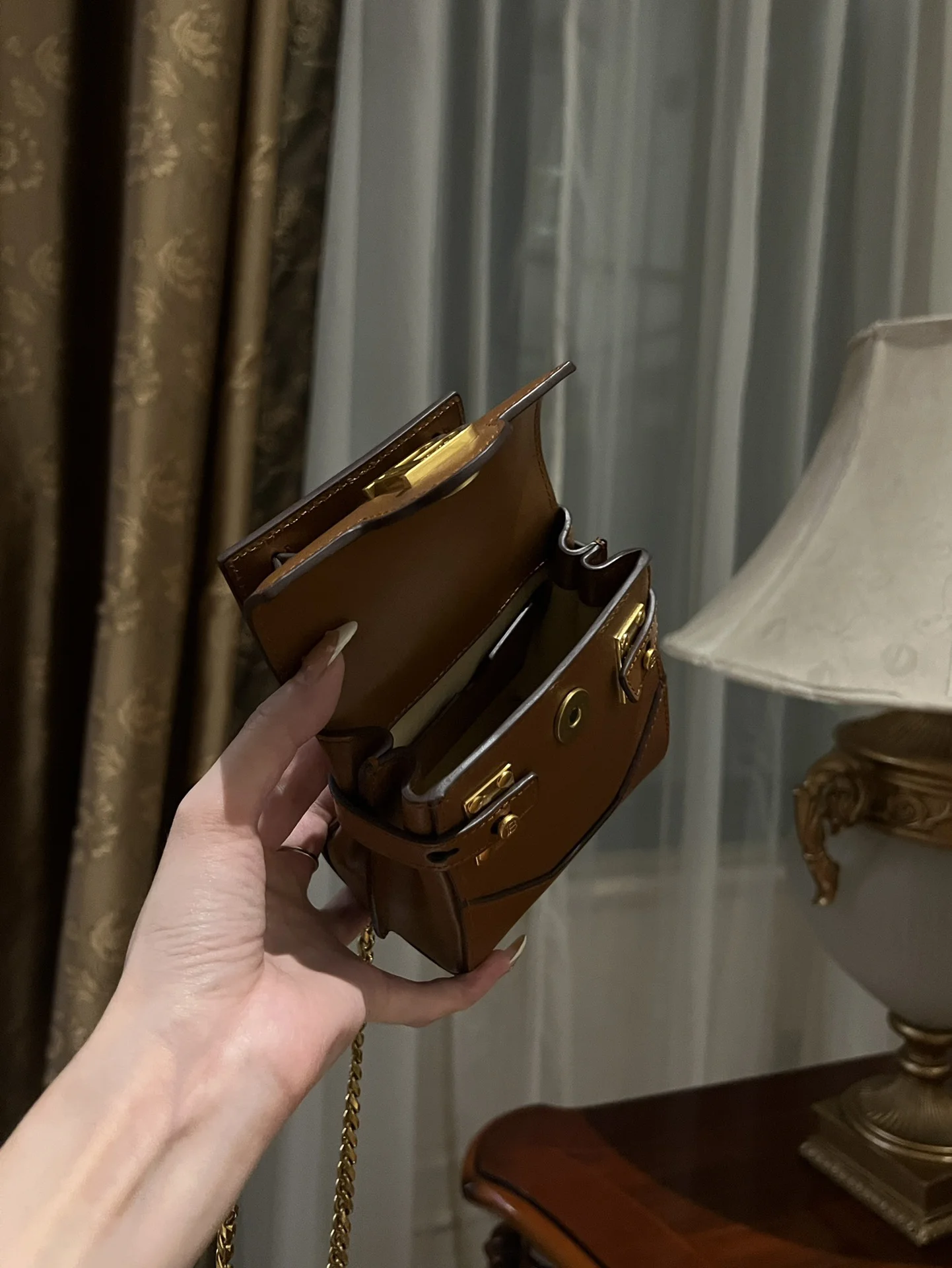 BALMAIN Shoulder Bags Calf Leather (Brown-Gold) One Size F20202608100274 - Image 8