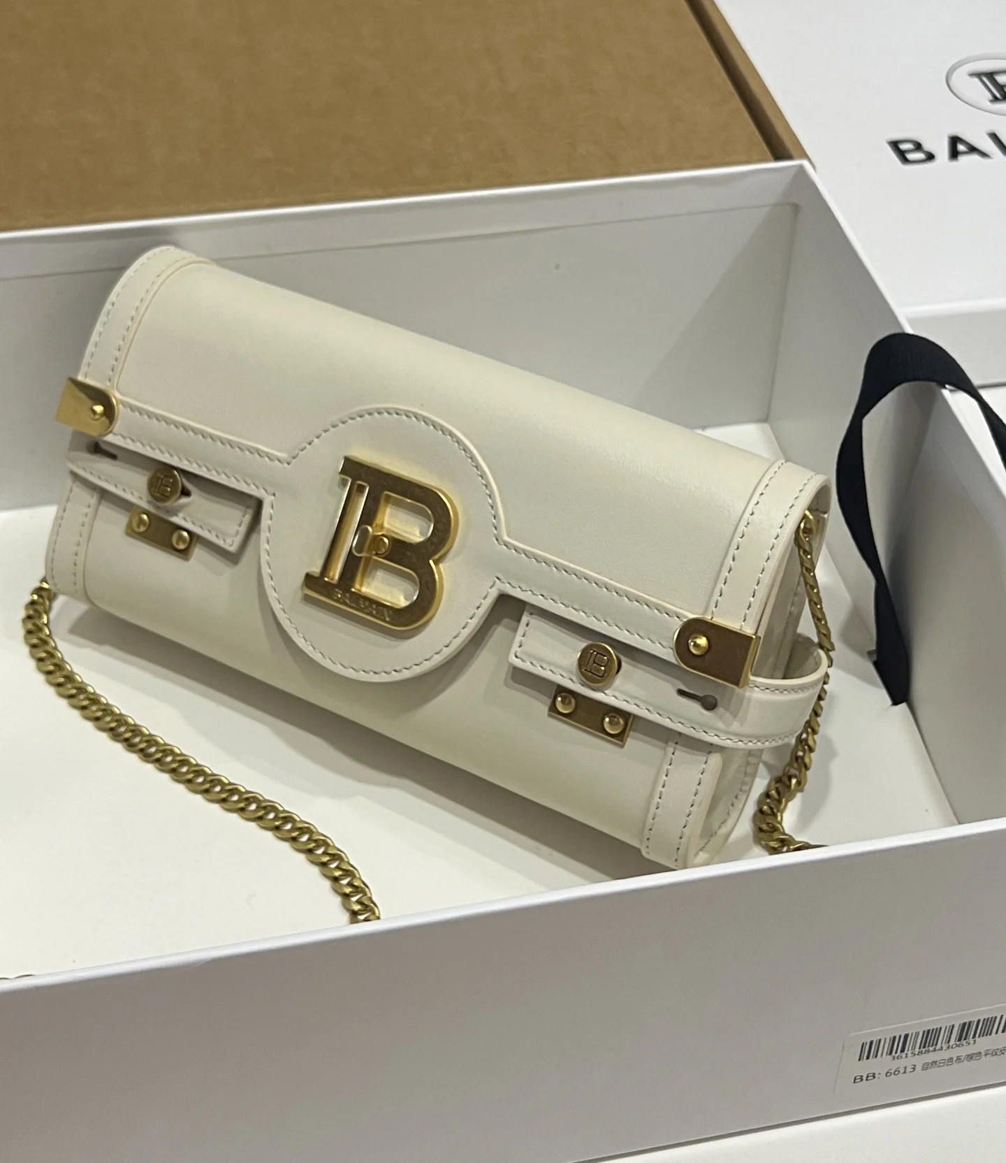 BALMAIN Shoulder Bags Calf Leather (Cream-Gold) 23X12X6CM F80202608100278 - Image 2