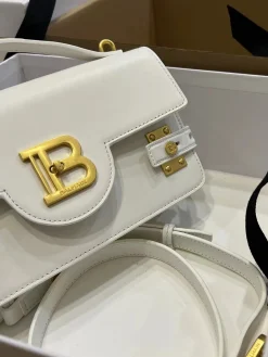 Alternative view of BALMAIN Shoulder Bags Cow Leather (White-Gold) 23X14X8CM H50202608100259
