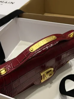 Alternative view of BALMAIN Shoulder Bags Embossed Calf Leather (Burgundy-Gold) 23X14X8CM H50202608100263