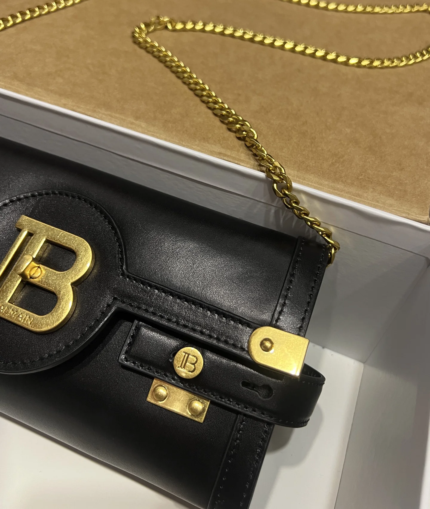 BALMAIN Shoulder Bags Leather (Black-Gold) 23X12X6CM F80202608100281 - Image 6