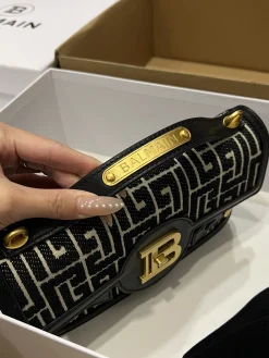 Alternative view of BALMAIN Shoulder Bags Leather Canvas (Black-Gold) 23X14X8CM G30202608100260