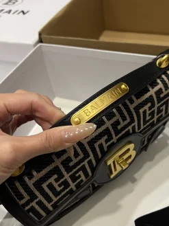 Alternative view of BALMAIN Shoulder Bags Leather Canvas (Black-Gold) 23X14X8CM G30202608100269