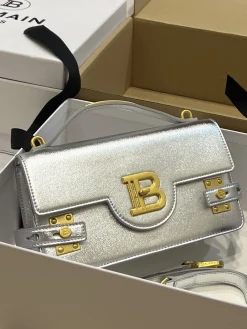 BALMAIN Shoulder Bags Leather (Silver-Gold) 23X14X8CM H50202608100270