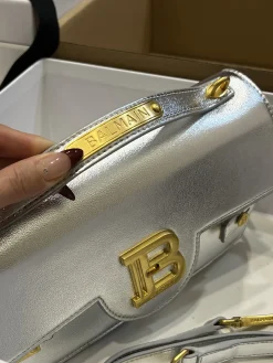 Alternative view of BALMAIN Shoulder Bags Leather (Silver-Gold) 23X14X8CM H50202608100270