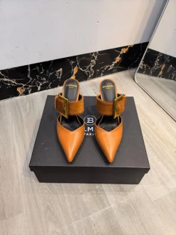 BALMAIN Slides Calf Leather & Horsehair EU36-42 B90202608031405