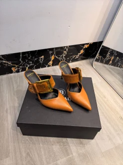 Alternative view of BALMAIN Slides Calf Leather & Horsehair EU36-42 B90202608031405