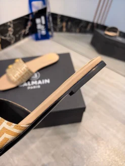 BALMAIN Slides Fabric Leather EU36-42 B70202608031433