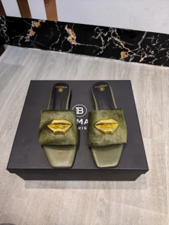 BALMAIN Slides Horsehair & Leather EU36-42 B70202608031419