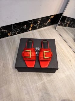 BALMAIN Slides Leather & Horsehair EU36-42 B90202608031399