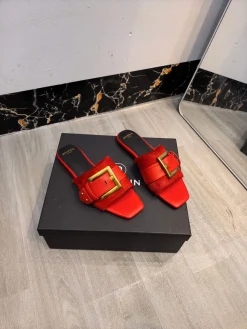 Alternative view of BALMAIN Slides Leather & Horsehair EU36-42 B90202608031399