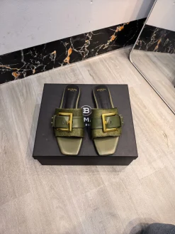 BALMAIN Slides Leather & Horsehair EU36-42 B90202608031400