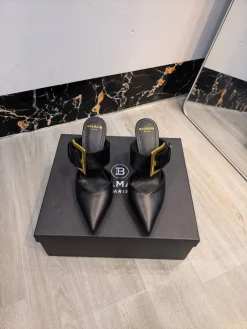 BALMAIN Slides Leather & Horsehair EU36-42 B90202608031403