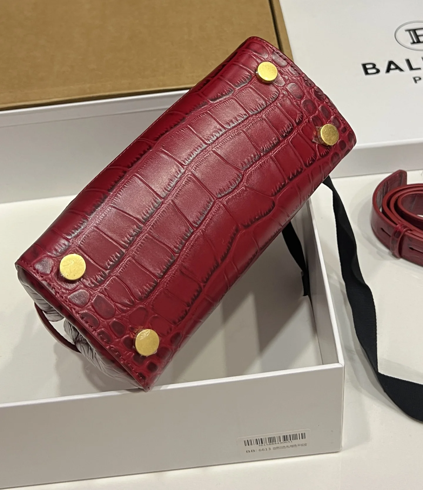 BALMAIN Top Handle Bags Calf Leather (Red-Gold) 22X17X11CM H60202608100300 - Image 5