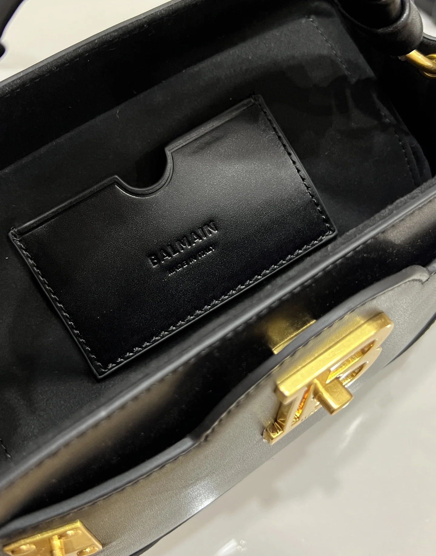 BALMAIN Top Handle Bags Imported Leather (Black-Gold) 22X17X11CM H60202608100304 - Image 9