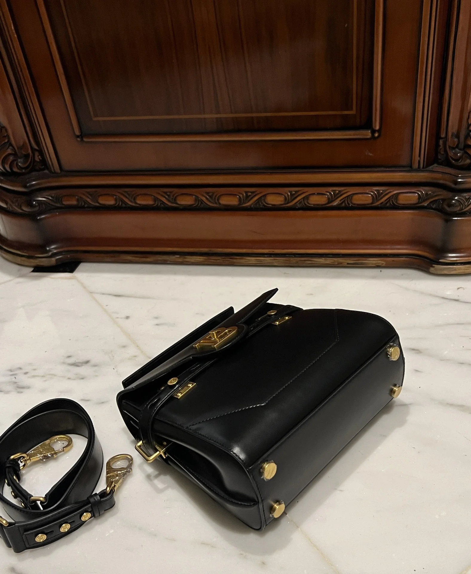 BALMAIN Top Handle Bags Leather (Black-Gold) One Size I80202608100290 - Image 6