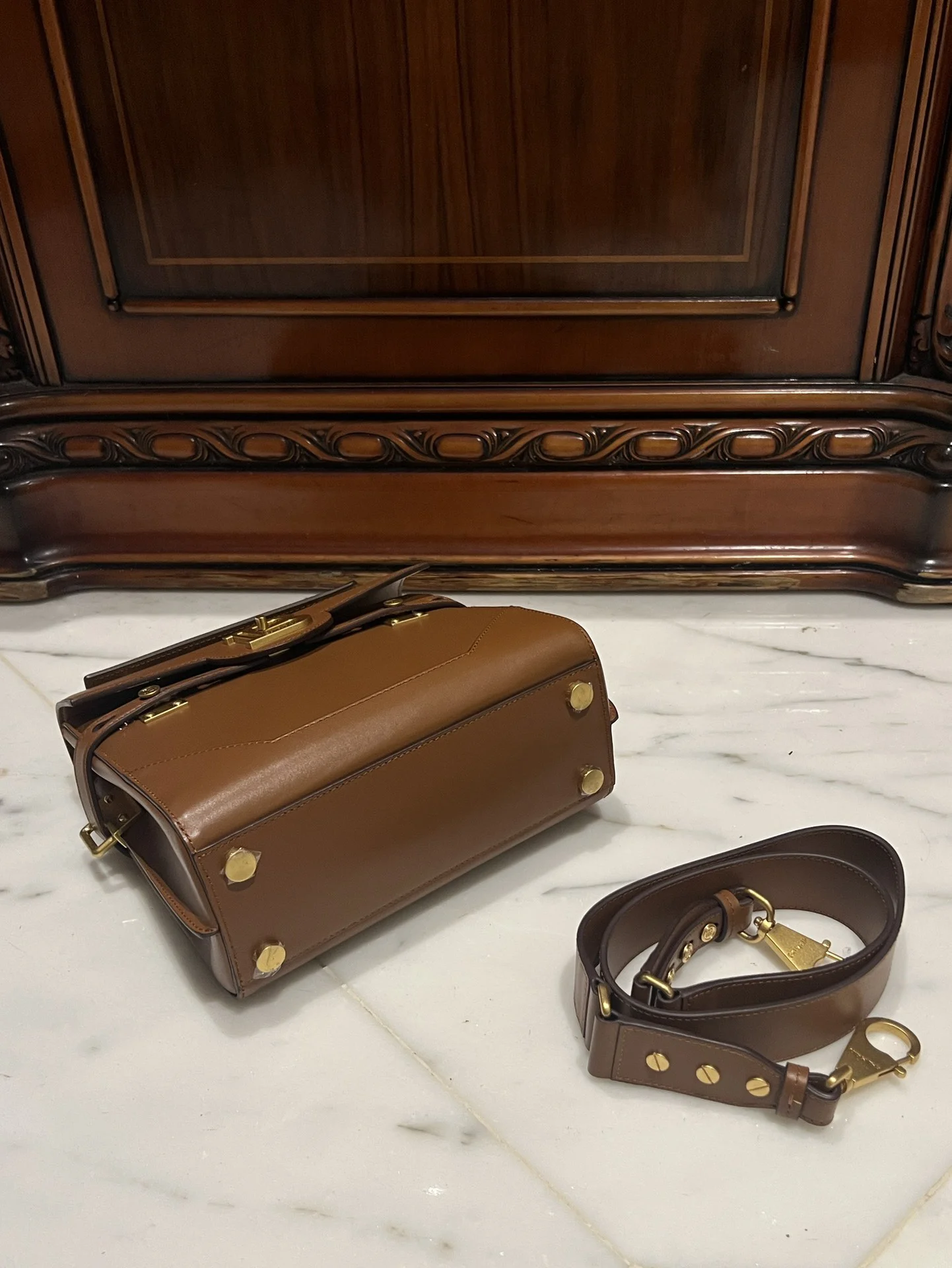 BALMAIN Top Handle Bags Leather (Brown-Gold) One Size I80202608100291 - Image 6