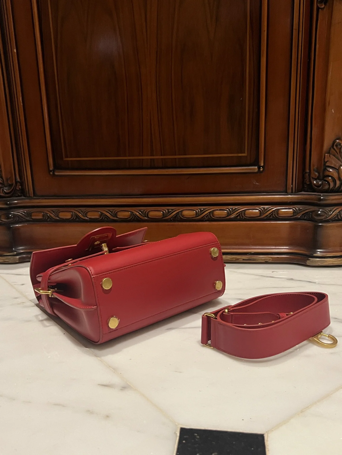BALMAIN Top Handle Bags Leather (Red-Gold) One Size I80202608100289 - Image 6
