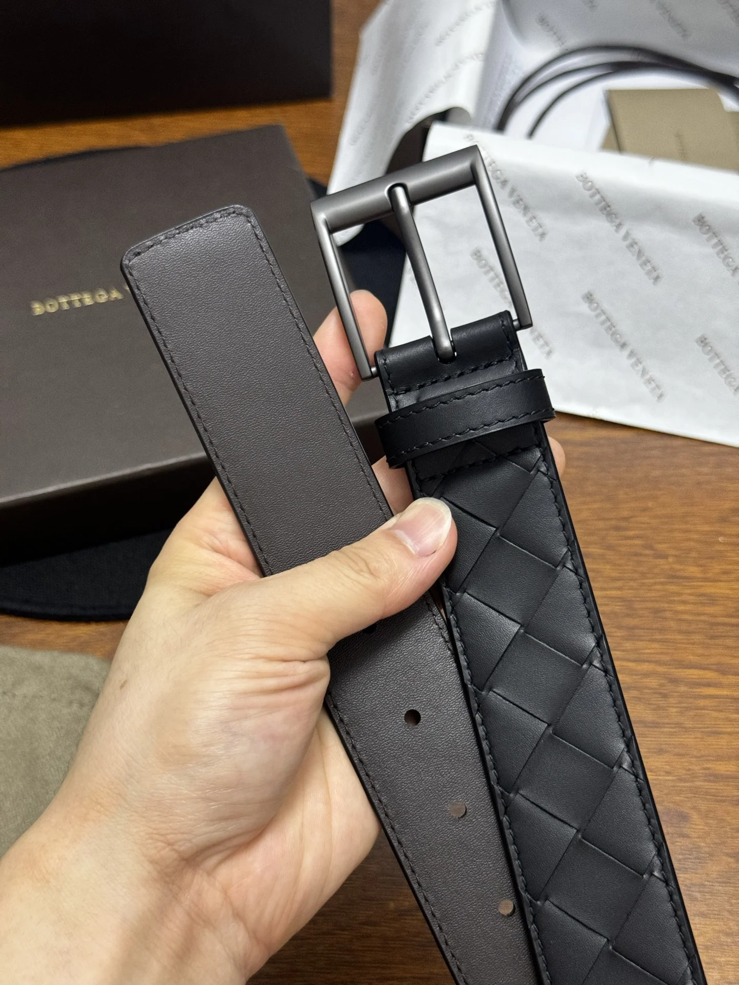 BOTTEGA VENETA Belts Intrecciato Leather 3.5CM A90202608050246 - Image 6