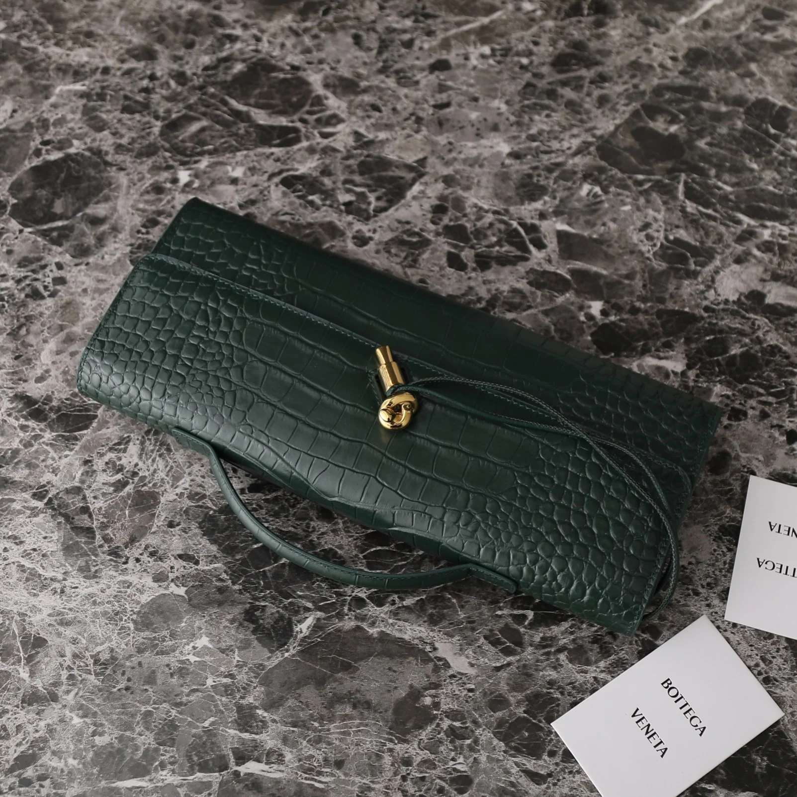 BOTTEGA VENETA Clutches Bags Intrecciato Leather (Green-Gold) 31X13X3 G10202608080776 - Image 2