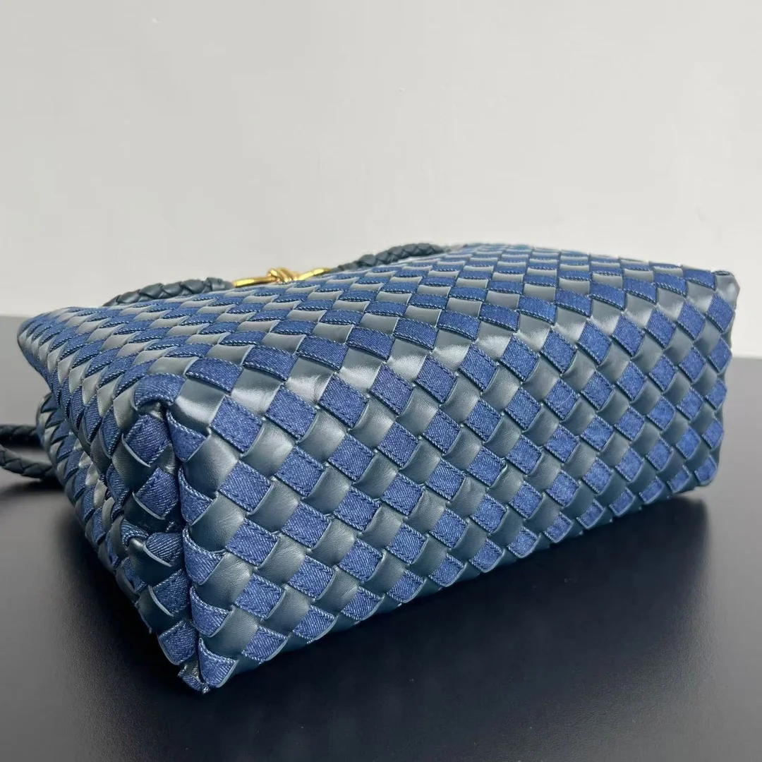BOTTEGA VENETA Shoulder Bags Denim Leather (Blue-Gold) 32X25X11 A130202608080444 - Image 4