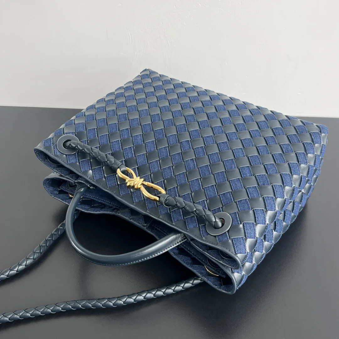 BOTTEGA VENETA Shoulder Bags Denim Leather (Blue-Gold) 32X25X11 A130202608080444 - Image 6