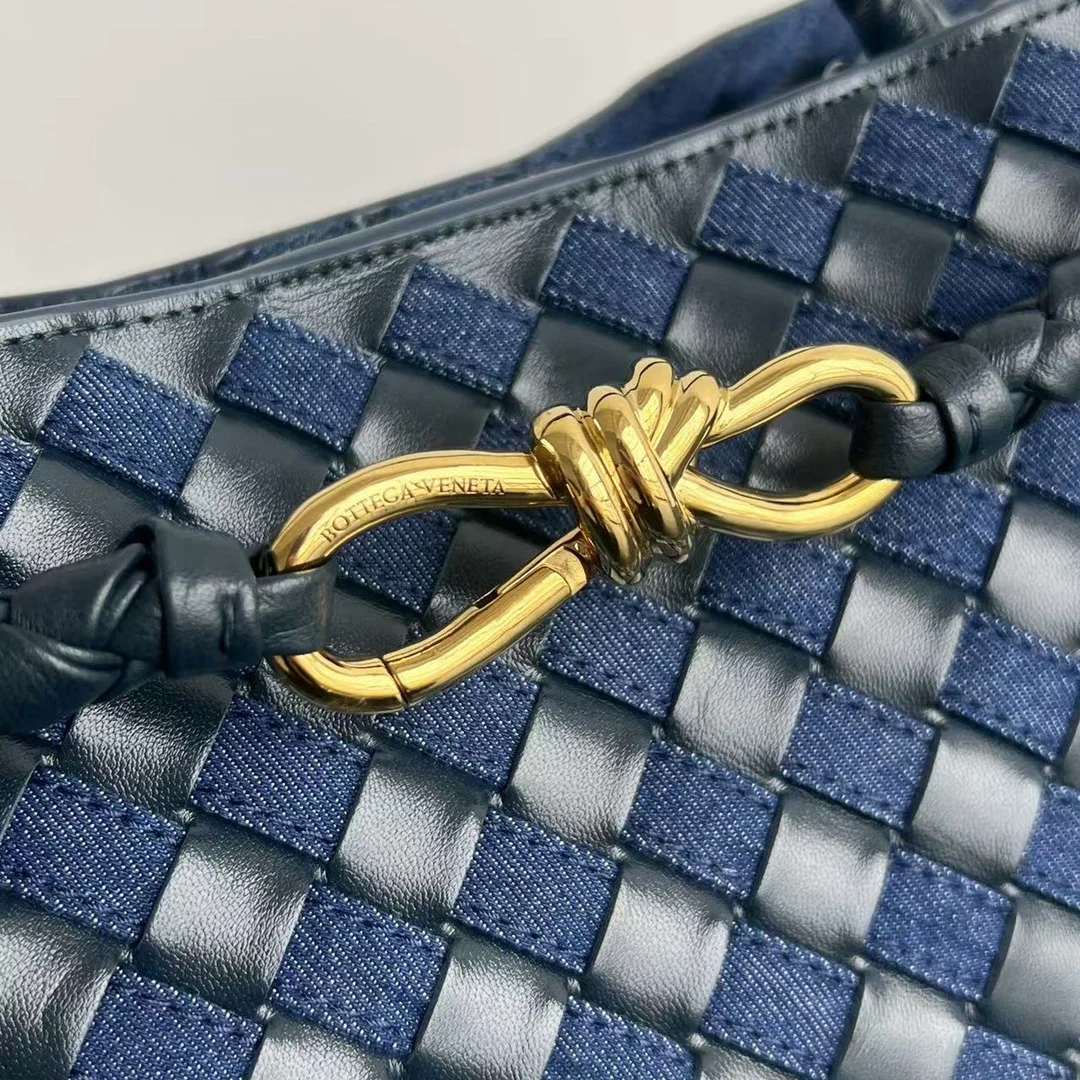 BOTTEGA VENETA Shoulder Bags Denim Leather (Blue-Gold) 32X25X11 A130202608080444 - Image 7
