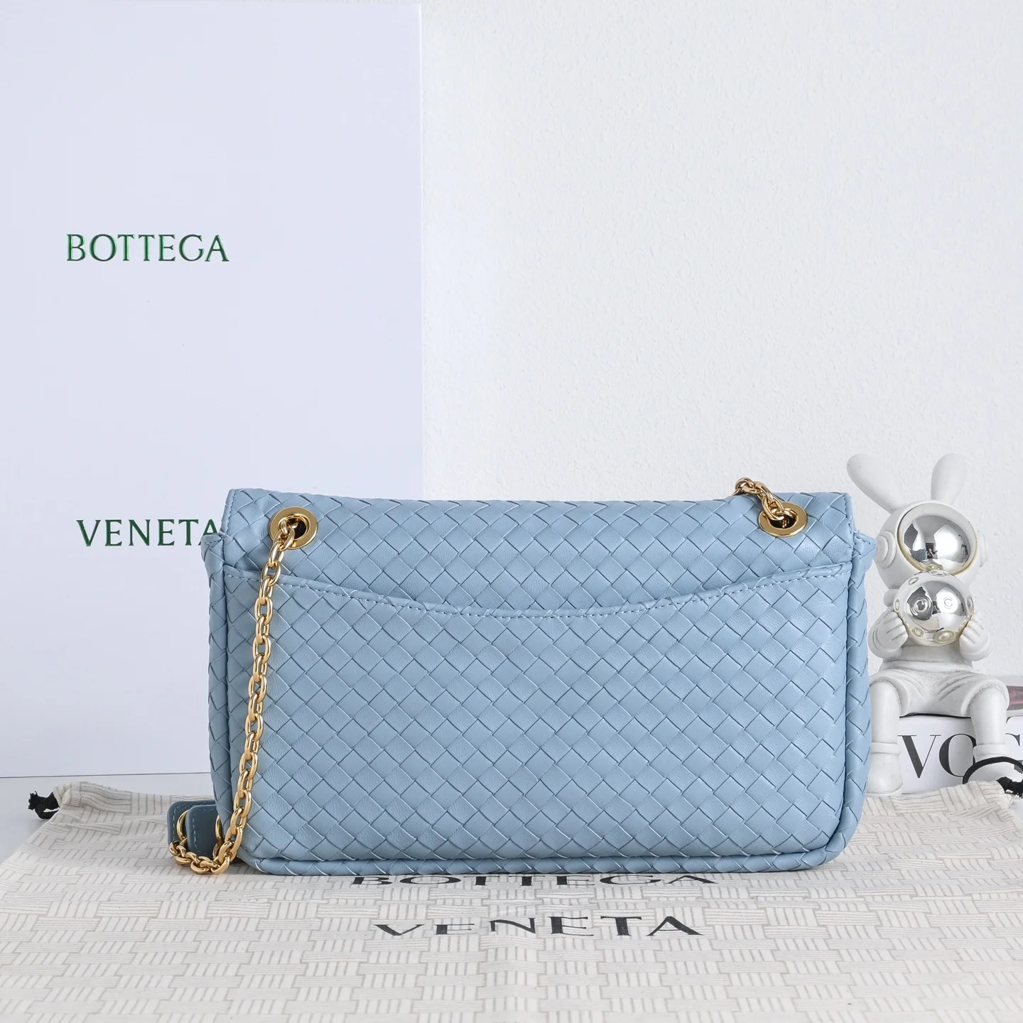 BOTTEGA VENETA Shoulder Bags Lamb Leather (Blue-Gold) 27X16X6CM I30202608080078 - Image 2