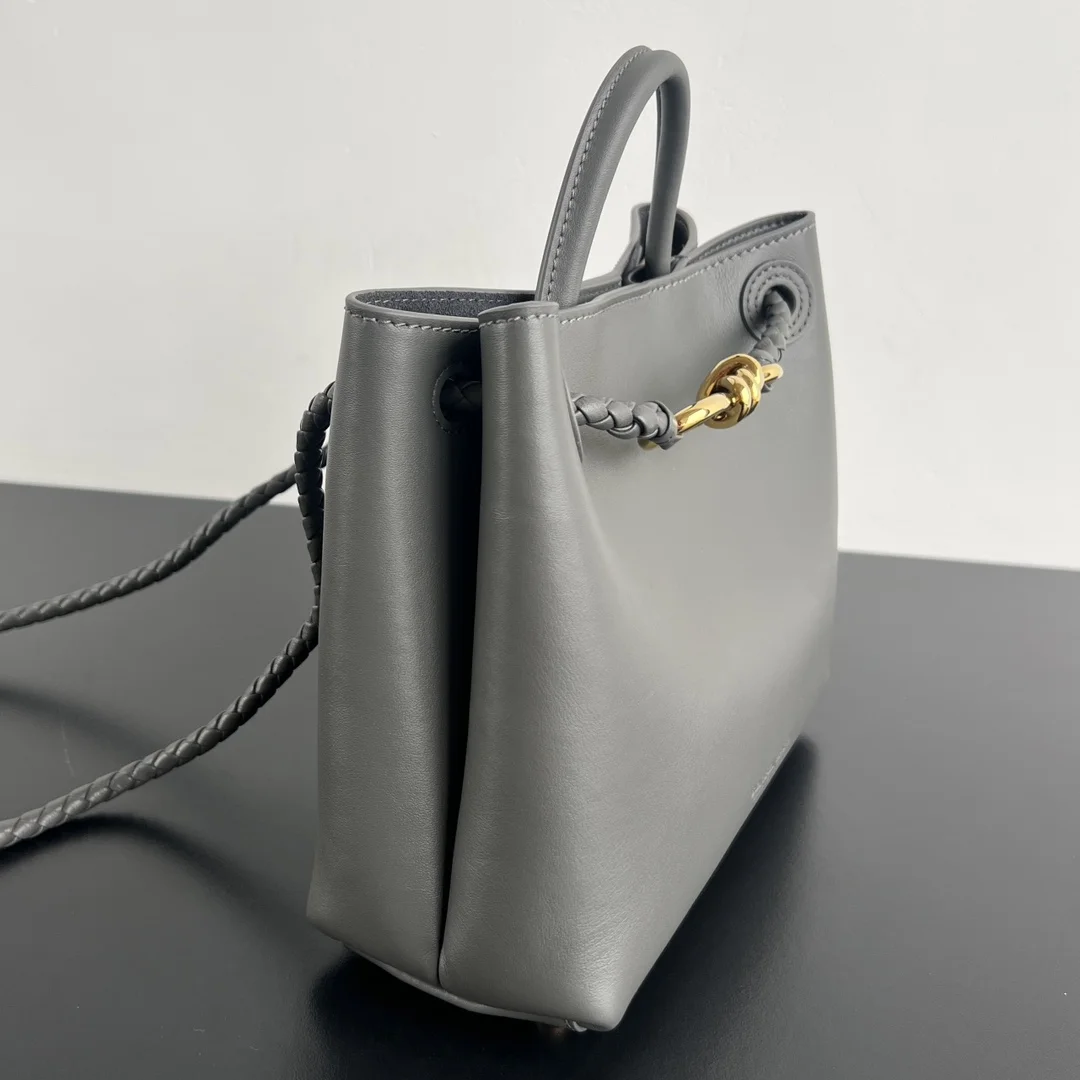 BOTTEGA VENETA Top Handle Bags Calf Leather (Grey-Gold) 25X22X10 A080202608080853 - Image 2