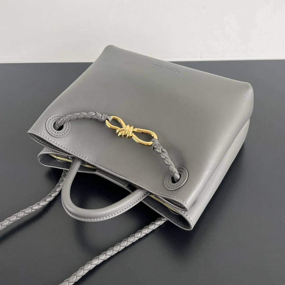 BOTTEGA VENETA Top Handle Bags Calf Leather (Grey-Gold) 25X22X10 A080202608080853 - Image 6