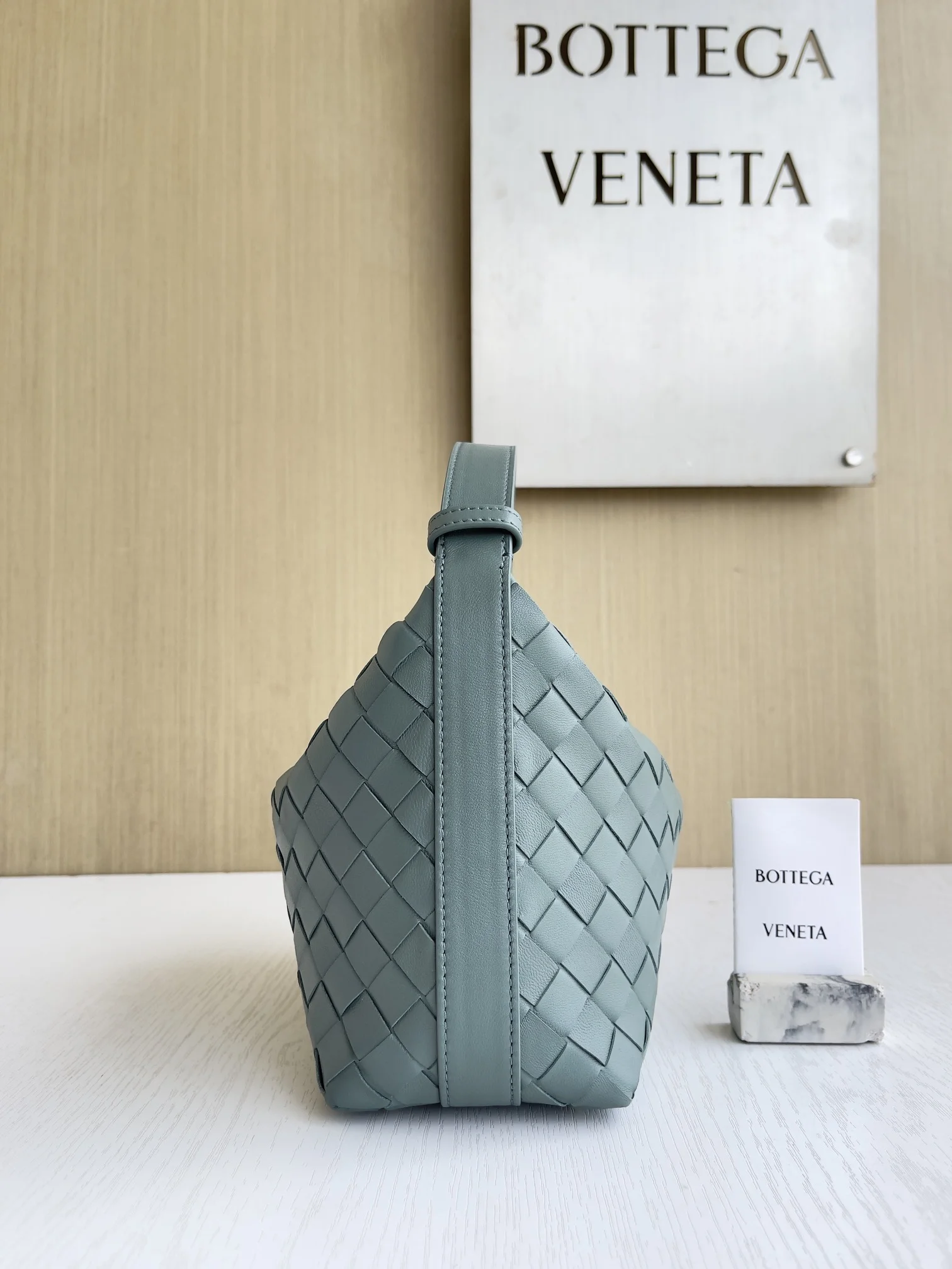 BOTTEGA VENETA Top Handle Bags Intrecciato Leather (Blue-Gray) 22X13X9CM F80202608080219 - Image 2